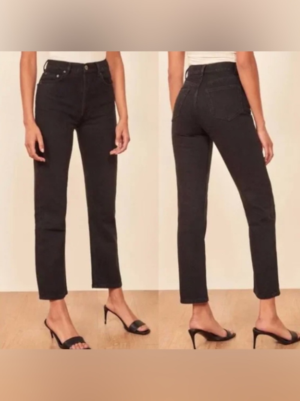 Reformation Black Straight Leg Jeans